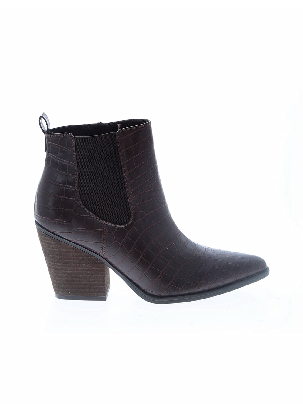 Natural Soul by Naturalizer Croc Embossed Ankle Boots Sz10 Brown Chelsea Western